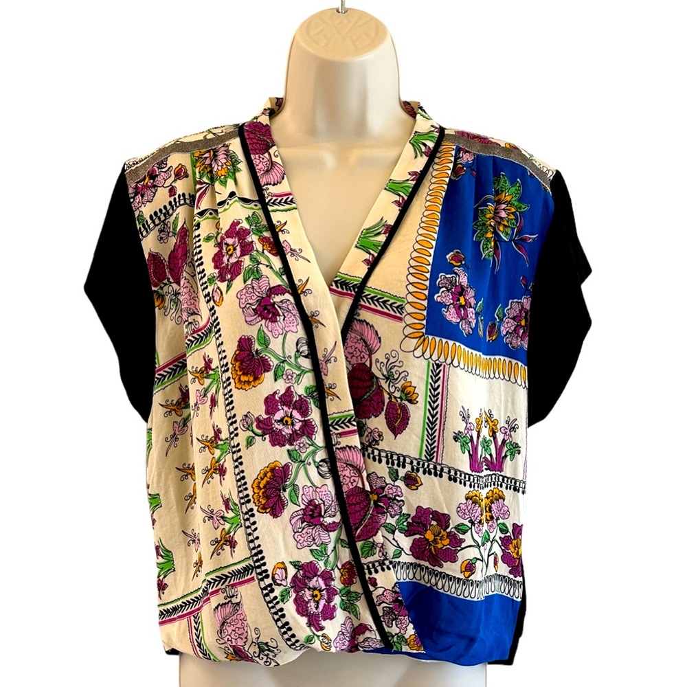 Anthropologie TINY Cara Mixed Floral Wrap Blouse Size XS